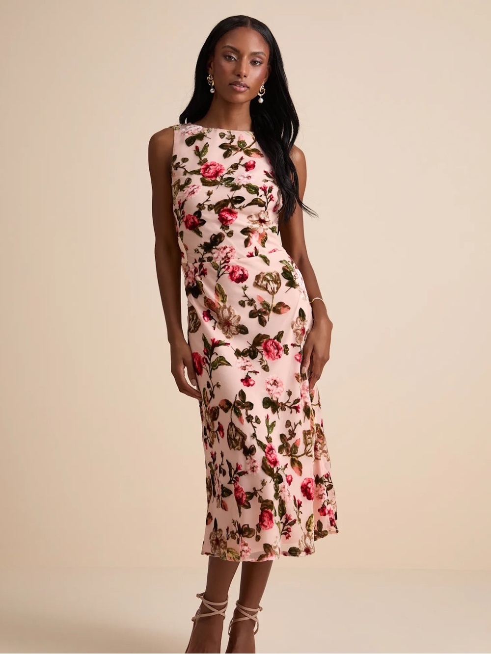 NWT Lulus Florina Blush Midi Dress